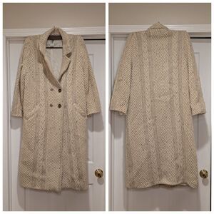 Vintage Branigan Weavers Size Medium Wool Crochet Long Sweater Jacket Ireland